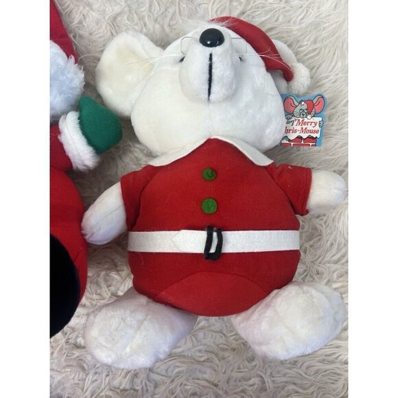 Dakin Fun Farm Vintage 1987 Holiday-Themed Merry Chris-Mouse Plush Toy Set Of 2 - Picture 6 of 12